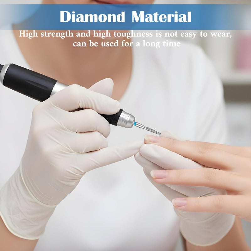 Quilax 6Piece Cuticle Nail Drill Bit Set, Cuticle Bit for Nail Drill, Professional Tungsten Steel Diamond Grit Nails Bits for Precise Cuticles Care - Image 3